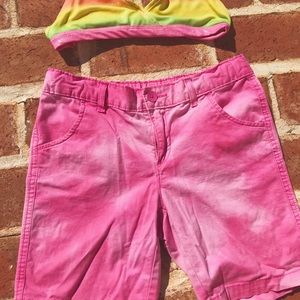 Pink Color Wash Bermuda Shorts
